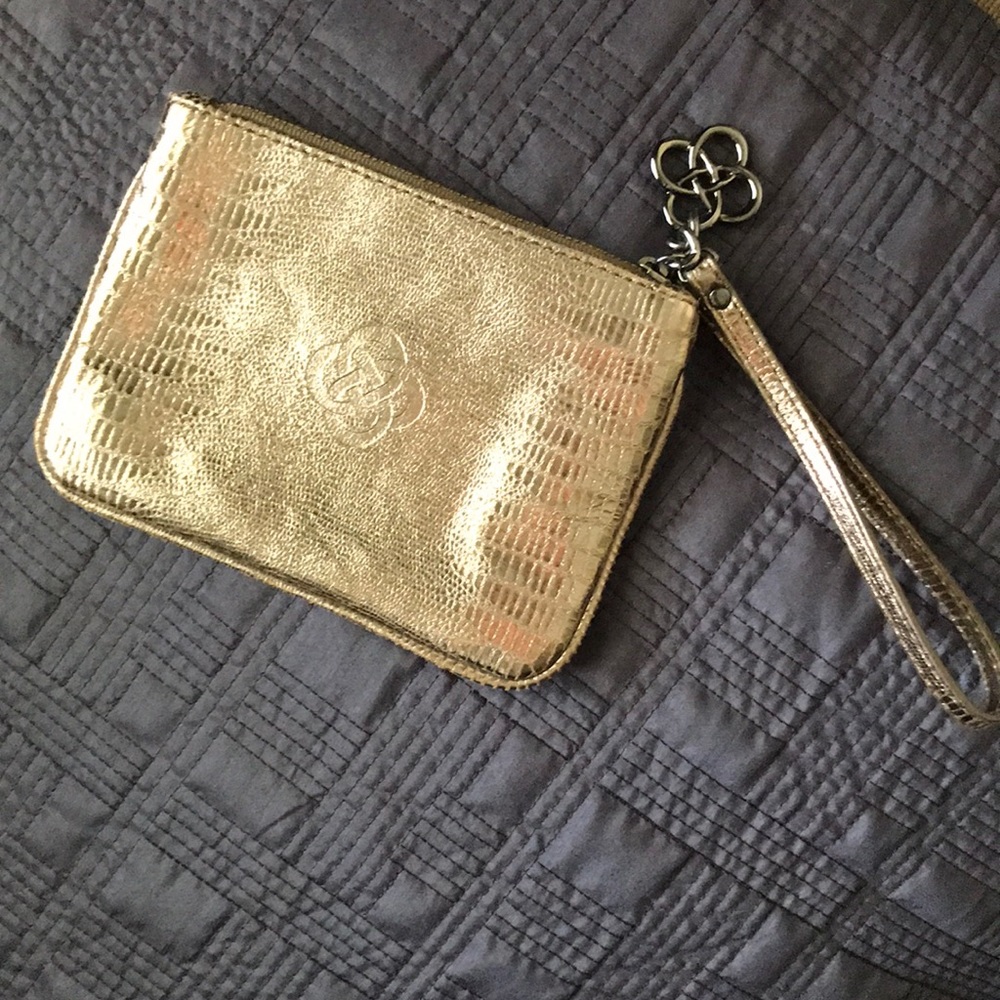 Stella and Dot Gold Distressed wristlet.